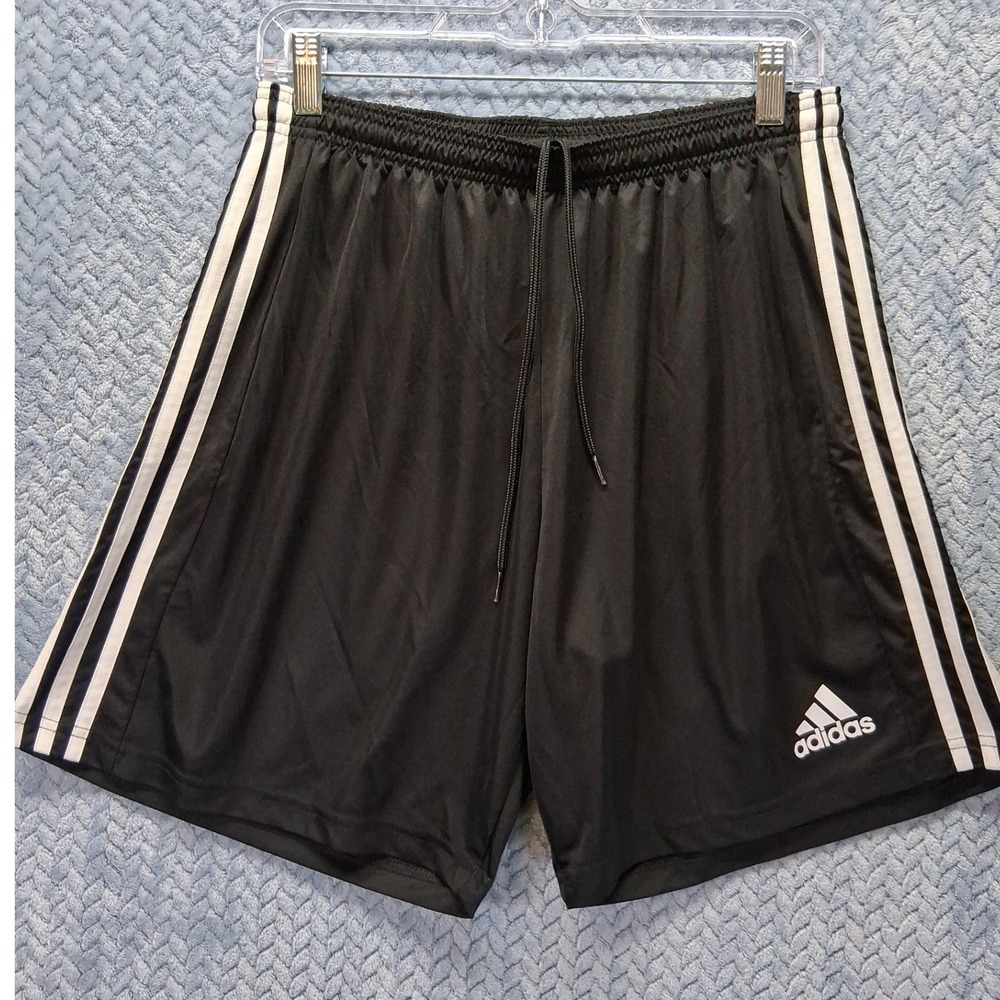 Adidas Aeroready Mens Soccer Shorts Black White Stripe Large Athletic Gym Active